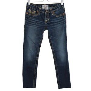 Big Star Womens 28 Long 28L Sweet Skinny Blue Denim Jeans Embroidered Stitching